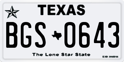 TX license plate BGS0643