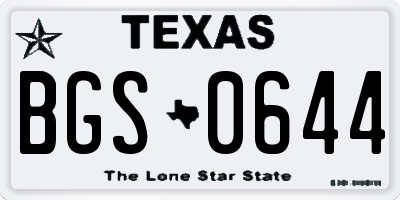 TX license plate BGS0644
