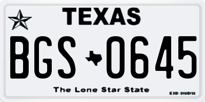 TX license plate BGS0645