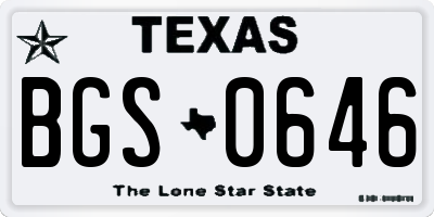 TX license plate BGS0646