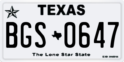 TX license plate BGS0647