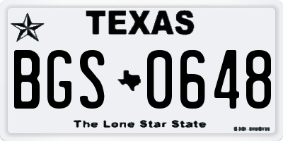 TX license plate BGS0648