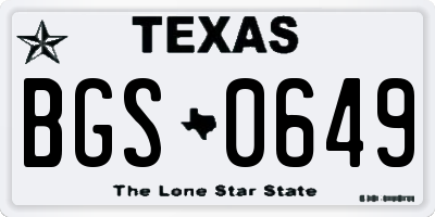 TX license plate BGS0649