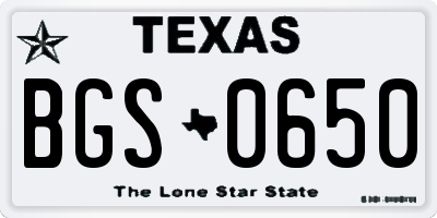 TX license plate BGS0650
