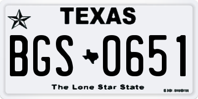 TX license plate BGS0651