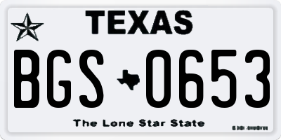 TX license plate BGS0653