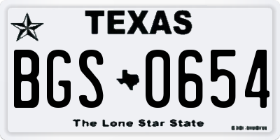 TX license plate BGS0654