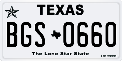 TX license plate BGS0660