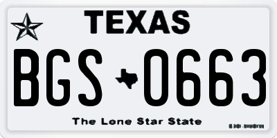 TX license plate BGS0663