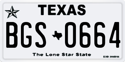 TX license plate BGS0664