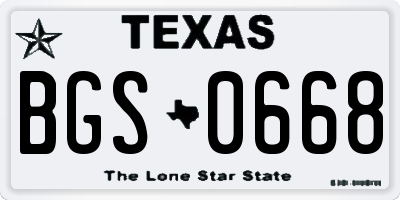 TX license plate BGS0668