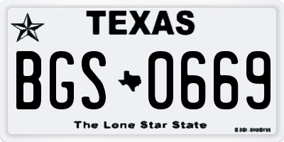 TX license plate BGS0669