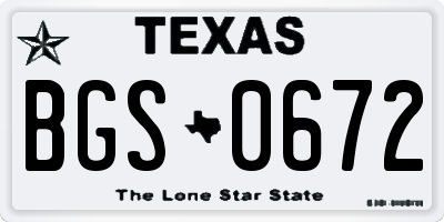 TX license plate BGS0672