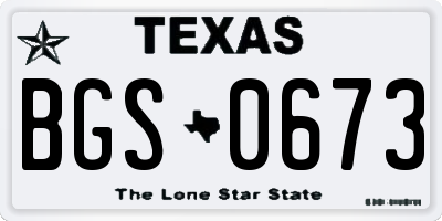 TX license plate BGS0673