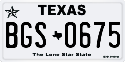 TX license plate BGS0675