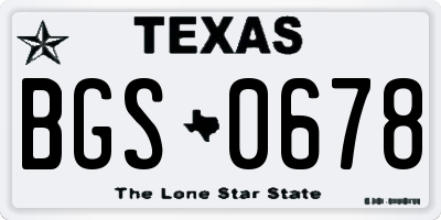 TX license plate BGS0678