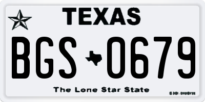 TX license plate BGS0679