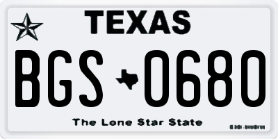 TX license plate BGS0680