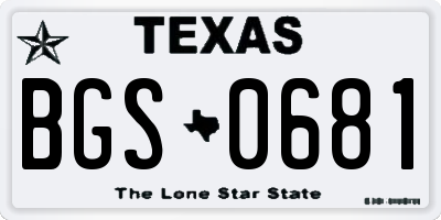 TX license plate BGS0681