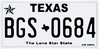 TX license plate BGS0684