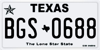 TX license plate BGS0688