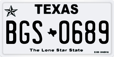 TX license plate BGS0689