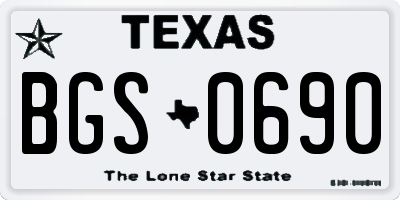 TX license plate BGS0690