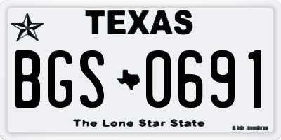 TX license plate BGS0691