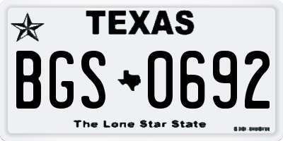 TX license plate BGS0692