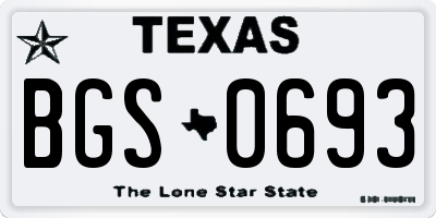 TX license plate BGS0693