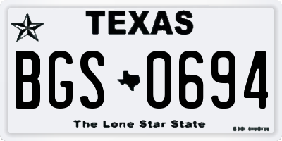 TX license plate BGS0694