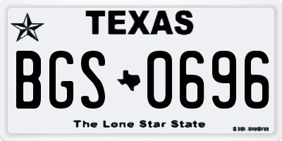 TX license plate BGS0696