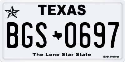 TX license plate BGS0697