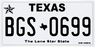 TX license plate BGS0699
