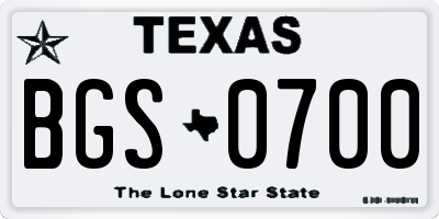 TX license plate BGS0700
