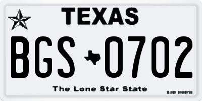 TX license plate BGS0702