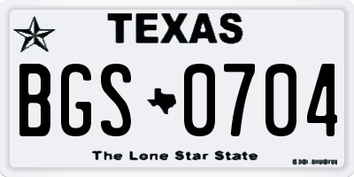 TX license plate BGS0704