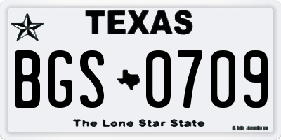 TX license plate BGS0709