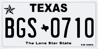 TX license plate BGS0710