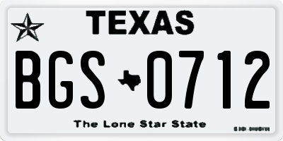 TX license plate BGS0712