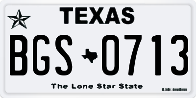 TX license plate BGS0713