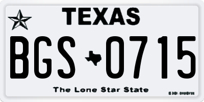 TX license plate BGS0715