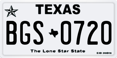 TX license plate BGS0720