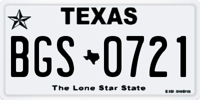 TX license plate BGS0721