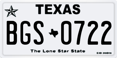 TX license plate BGS0722