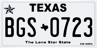 TX license plate BGS0723