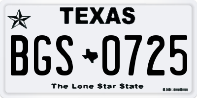 TX license plate BGS0725