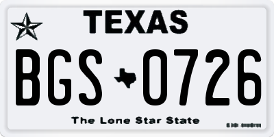 TX license plate BGS0726