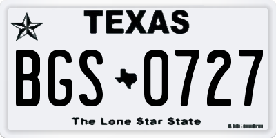 TX license plate BGS0727