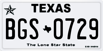 TX license plate BGS0729